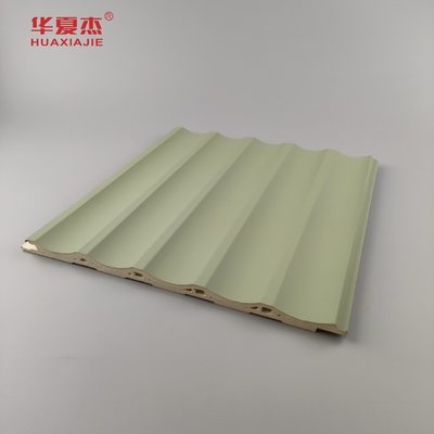 แผนผนัง Wpc แผนผนัง Pvc แผนผิวสีเขียว สีฟ้า การตกแต่งอาคาร