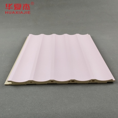 พานกําแพงปูปูนสีชมพูและสีน้ําเงิน wpc board ประดับผนังภายใน